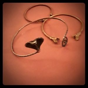 3 copper and silver metals bracelets